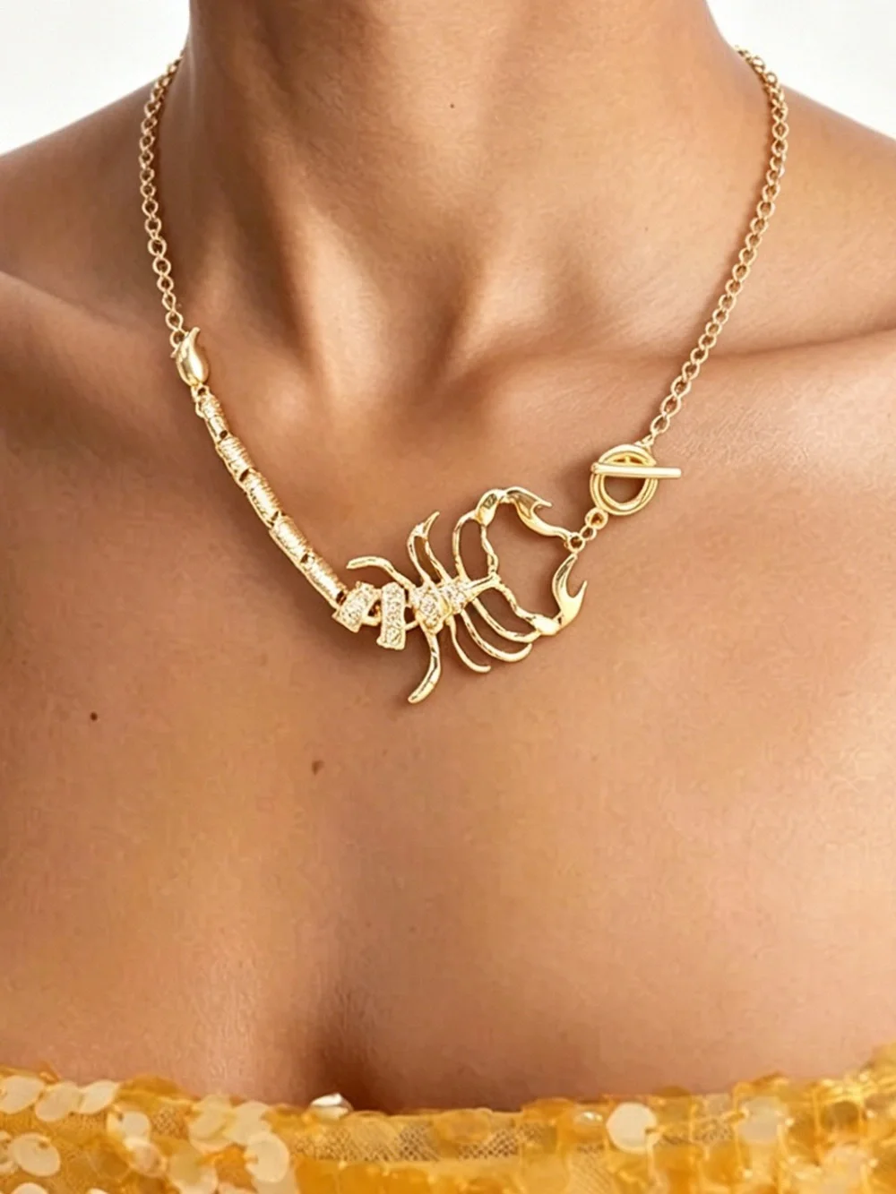 Anthropologie Gold Scorpion Pendant Necklace